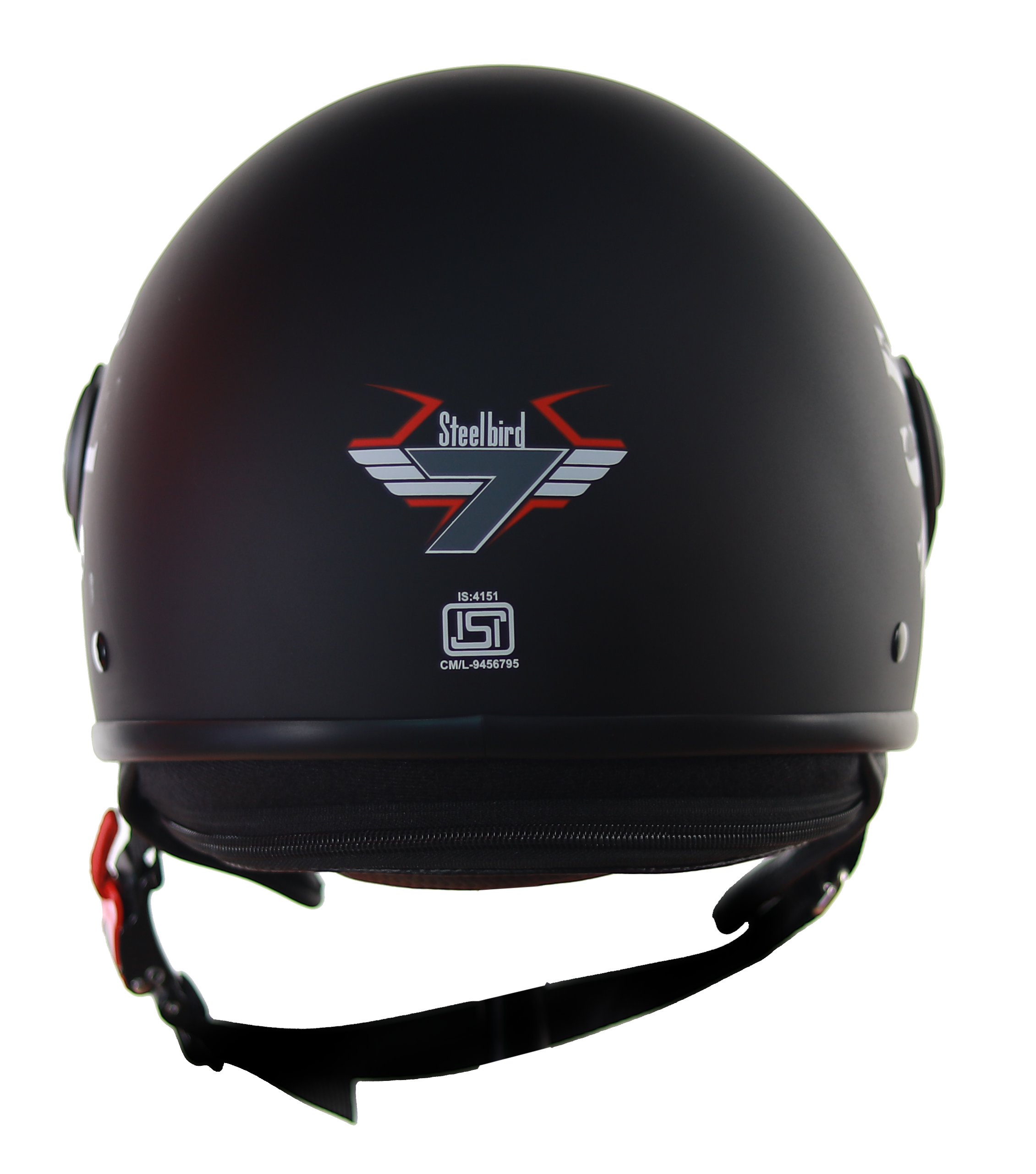Steelbird SB-27 7Wings Tank Open Face Graphic Helmet (Matt Black Silver With Chrome Blue Visor)
